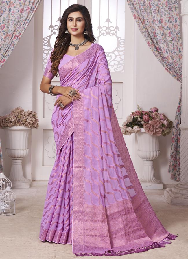 Pure Georgette Pink Traditional Wear Weaving Saree